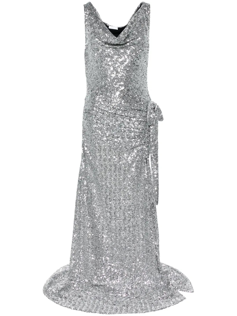 Sequin-Embellished Asymmetric Gown