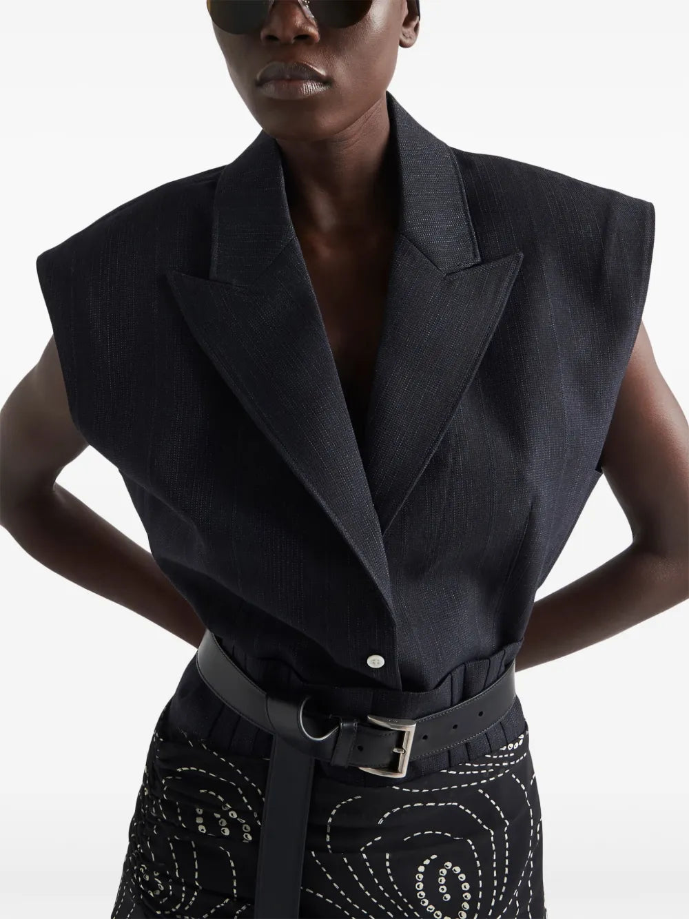 Sleeveless Wool Blazer