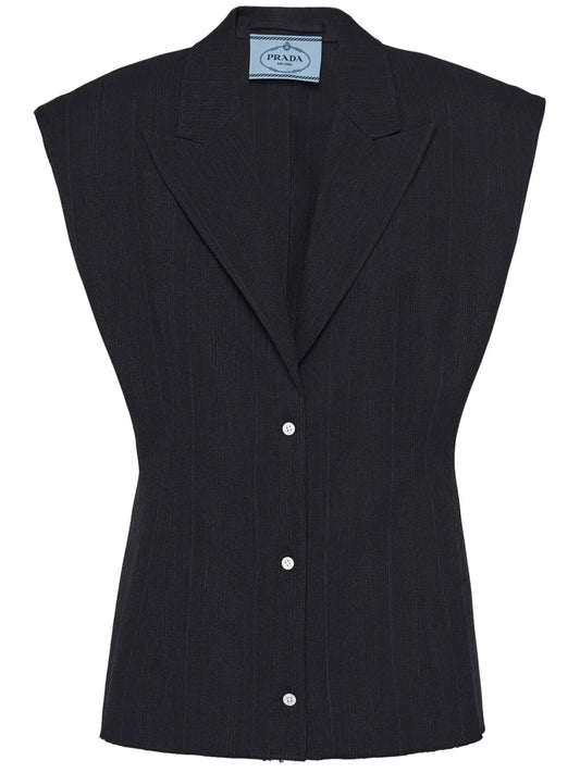 Sleeveless Wool Blazer