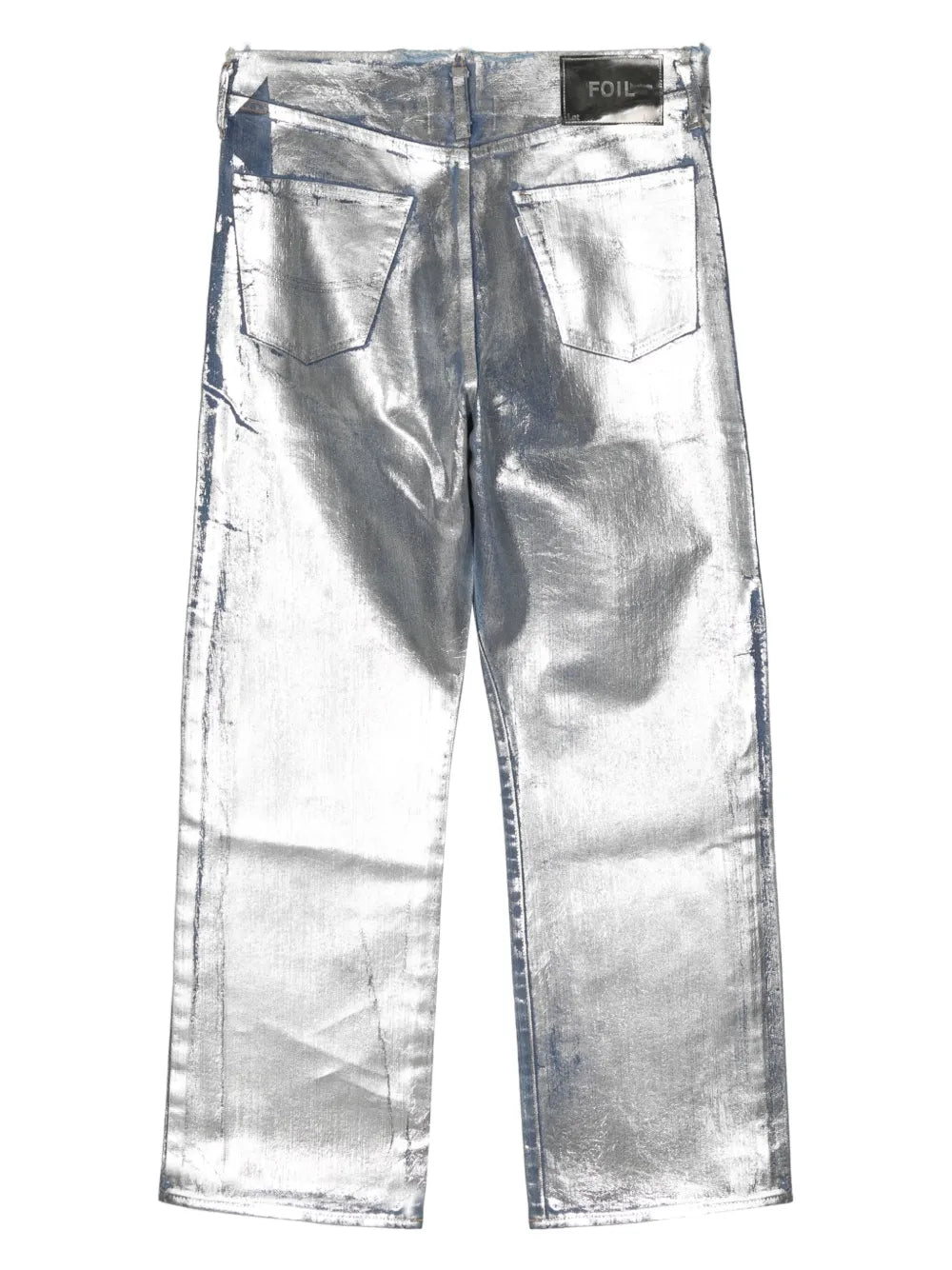 Silver Foil-Coated Jeans