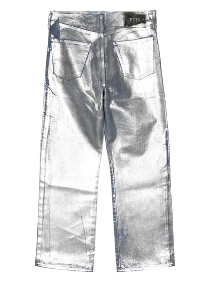 Silver Foil-Coated Jeans