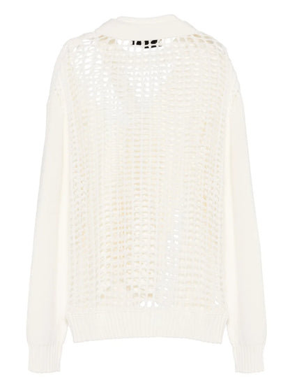 Open-Knit Layered Cotton Cardigan