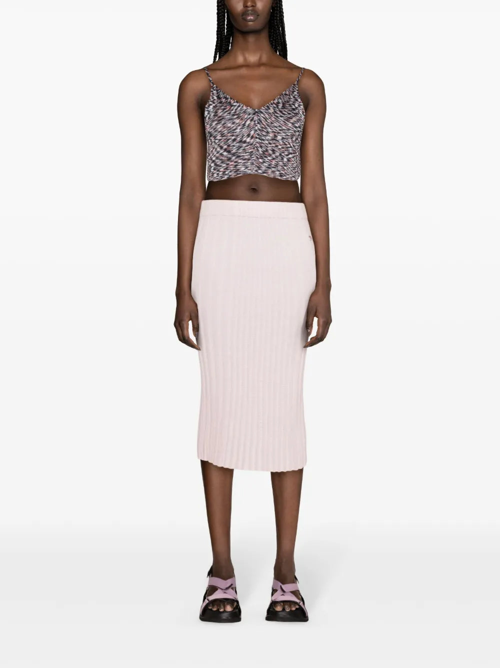 Ribbed-Knit Midi Skirt