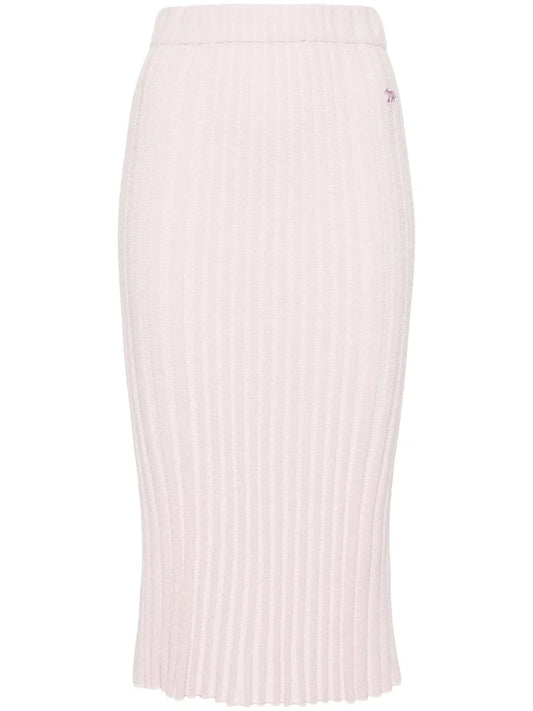 Ribbed-Knit Midi Skirt