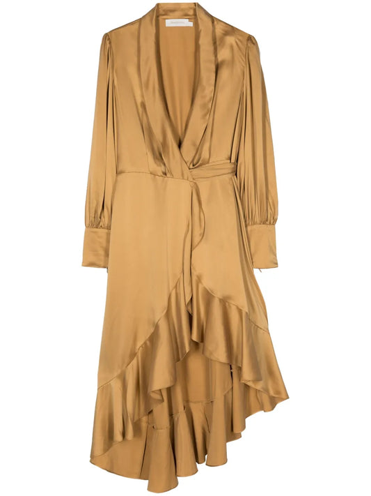 Wrap Satin Midi Dress