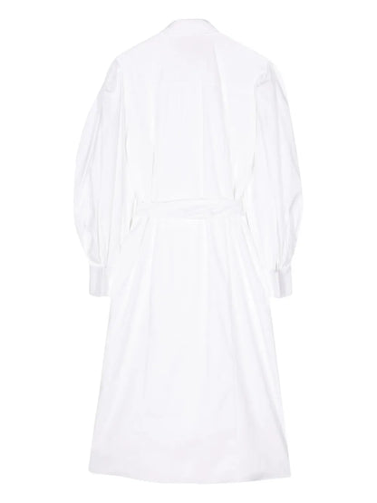 Tied-Waist Cotton Shirtdress