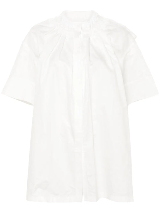 Long Ruffle-Collar Shirt