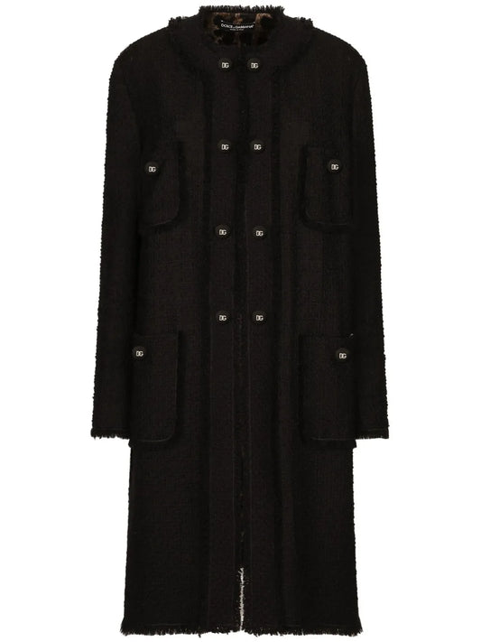 Single-Breasted Bouclé Coat