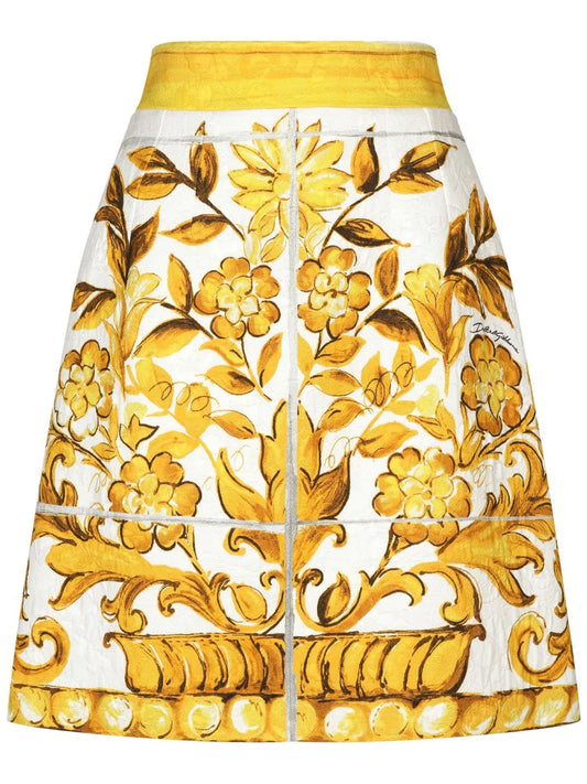 Majolica-Print Pencil Skirt