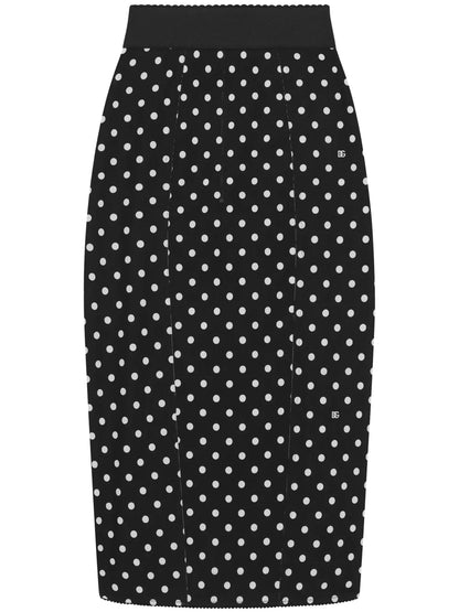 Polka-Dot Print Pencil Skirt