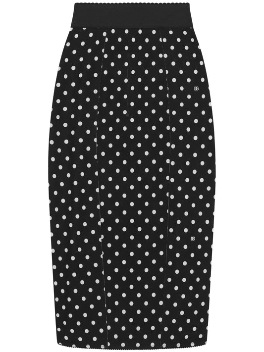 Polka-Dot Print Pencil Skirt