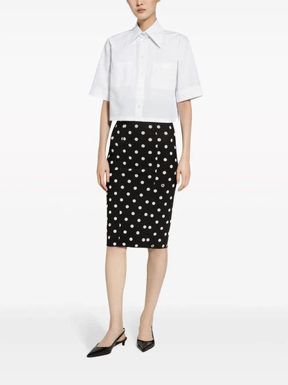 Polka-Dot Pencil Skirt