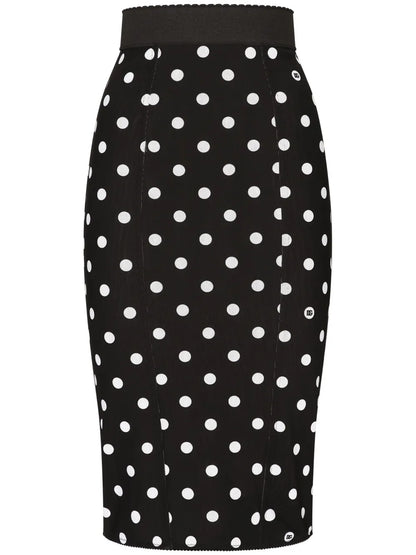 Polka-Dot Pencil Skirt