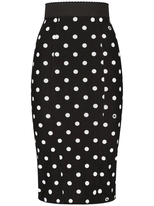 Polka-Dot Pencil Skirt