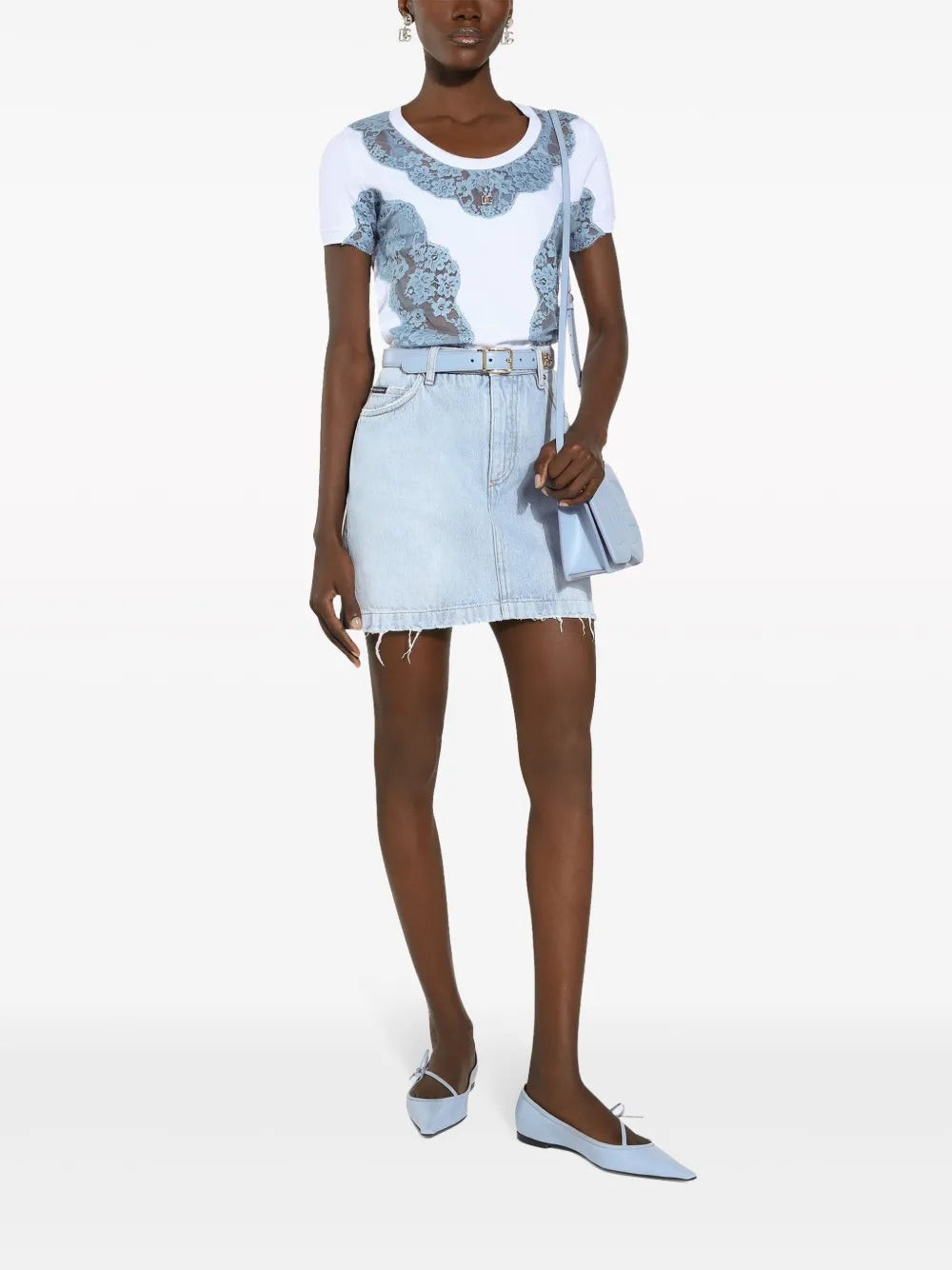 Logo-Plaque Denim Skirt