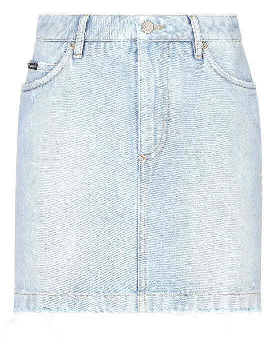 Logo-Plaque Denim Skirt