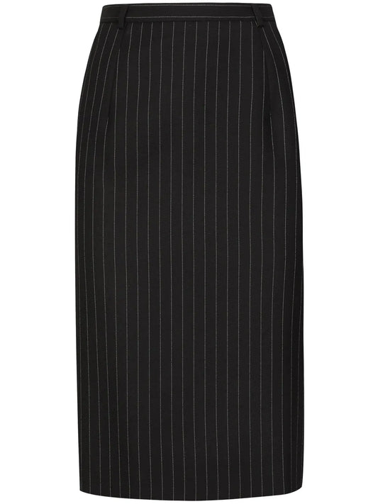 Pinstripe-Pattern Wool Skirt