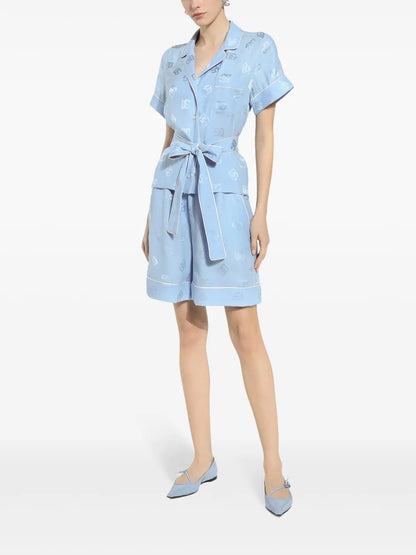 Monogram-Jacquard Tied-Waist Shirt