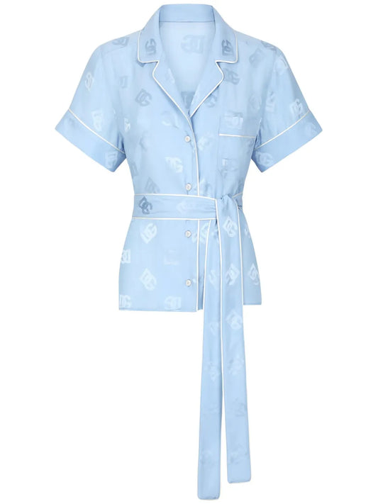 Monogram-Jacquard Tied-Waist Shirt