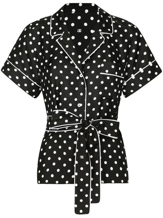 Polka-Dot Print Silk Shirt