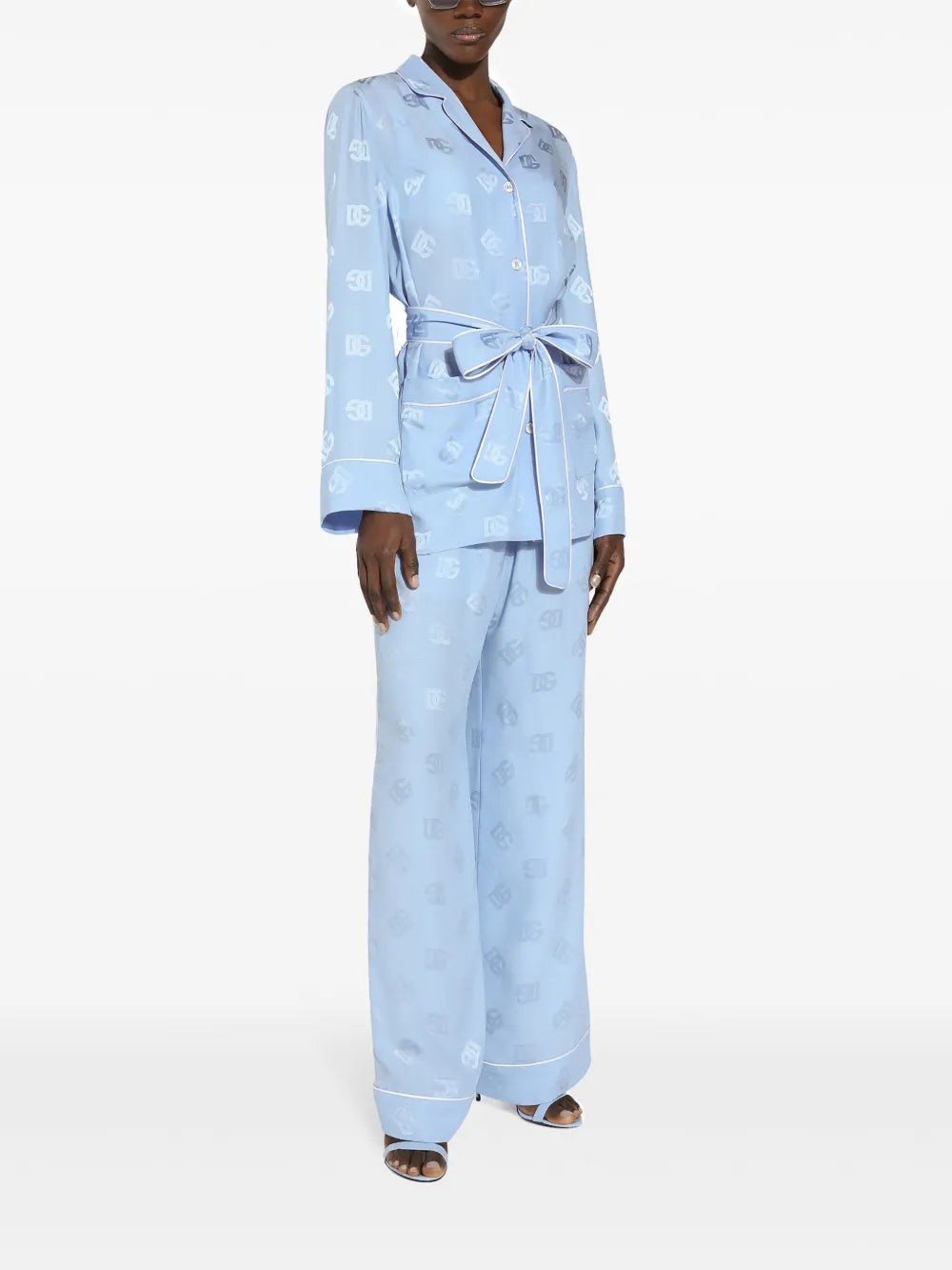 Monogram-Jacquard Tied-Waist Shirt