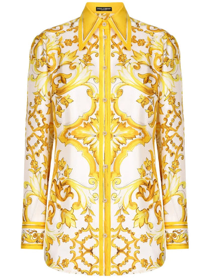 Majolica-Print Silk Shirt