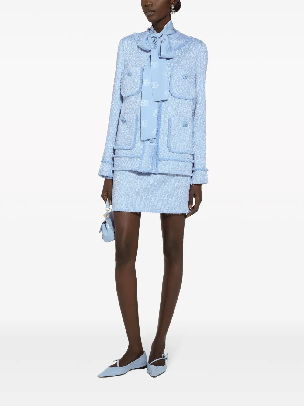 Monogram-Jacquard Pussy-Bow Shirt