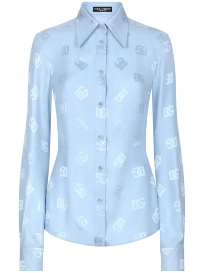 Monogram-Jacquard Silk Shirt