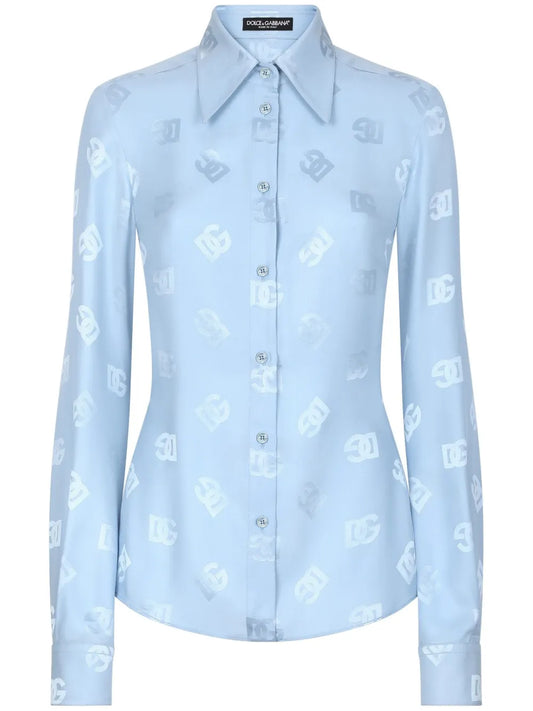 Monogram-Jacquard Silk Shirt