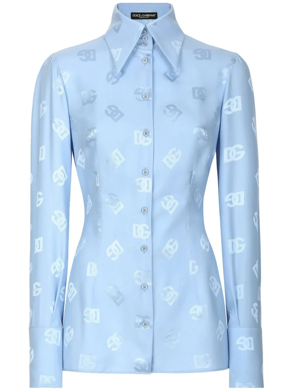Monogram-Jacquard Straight-Point Collar Shirt