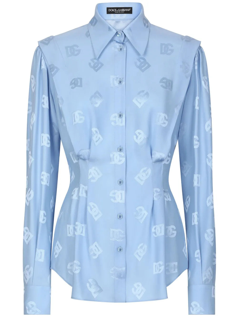 Monogram-Jacquard Pleat-Detail Shirt