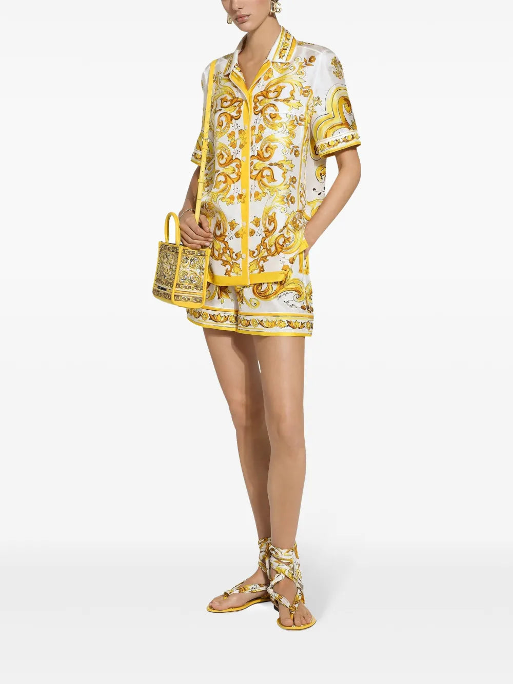 Majolica-Print Silk Shirt