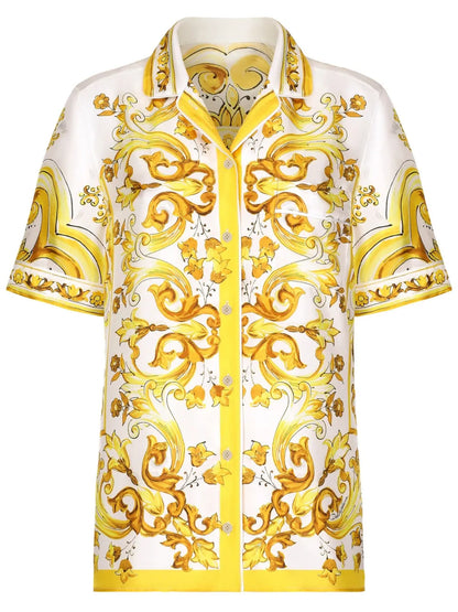 Majolica-Print Silk Shirt