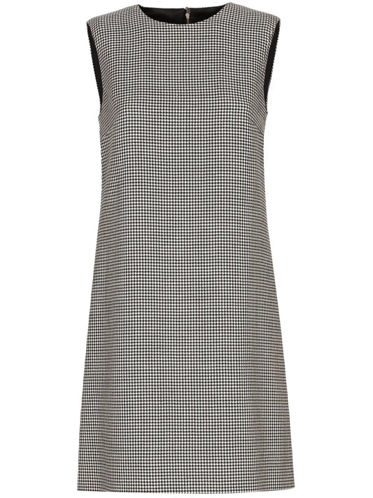 Houndstooth-Pattern Wool Dress