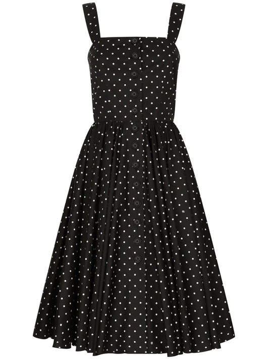 Polka-Dot Cotton Midi Dress