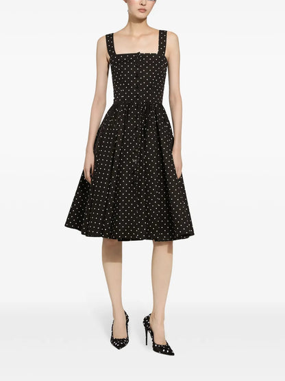 Polka-Dot Cotton Midi Dress