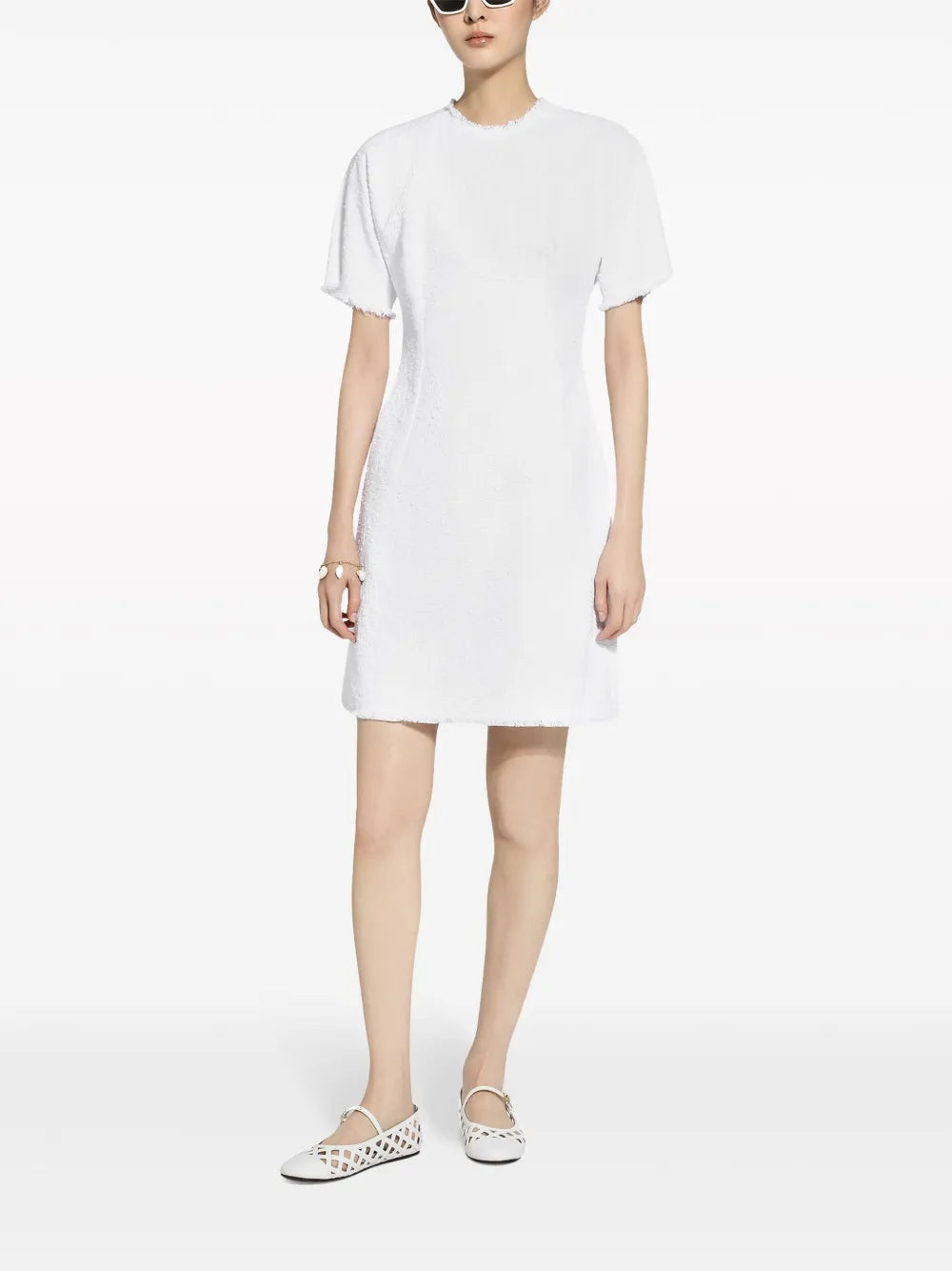 Tweed Short-Sleeve Minidress