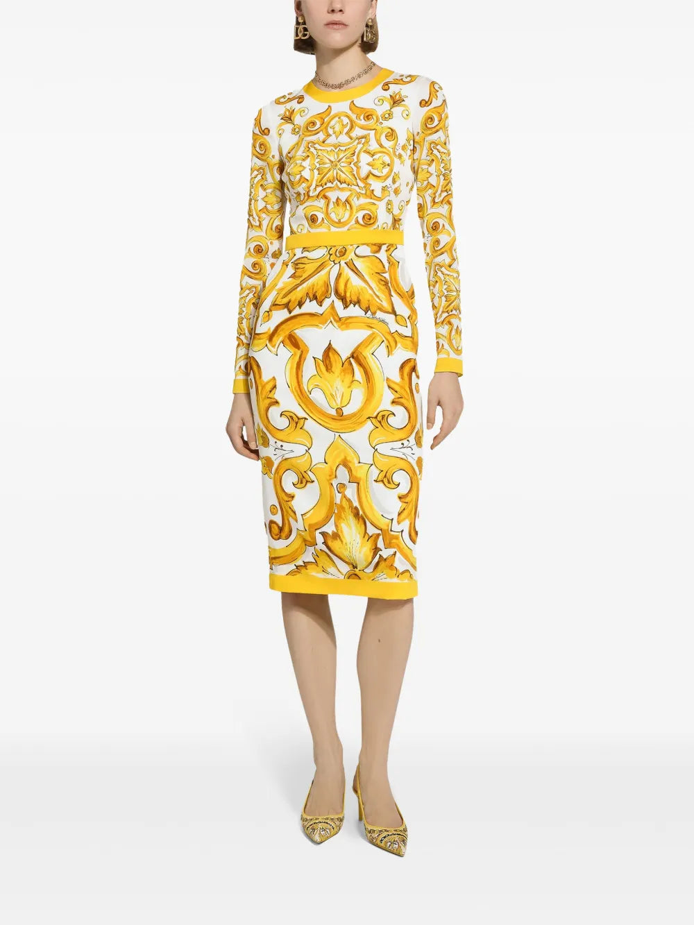 Majolica-Print Sheath Dress