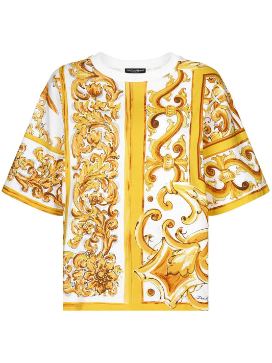 Majolica-Print Cotton T-Shirt