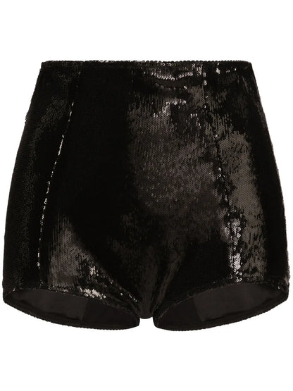 High-Waisted Sequinned Shorts