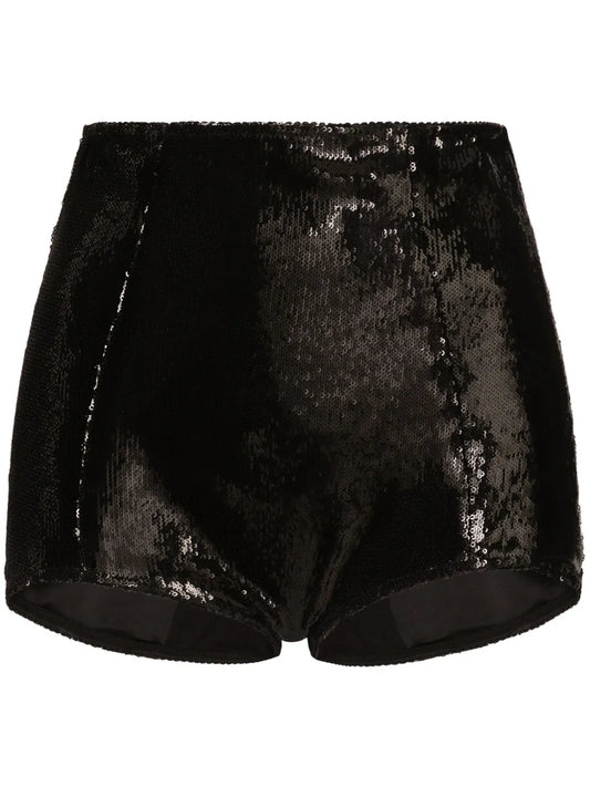 High-Waisted Sequinned Shorts