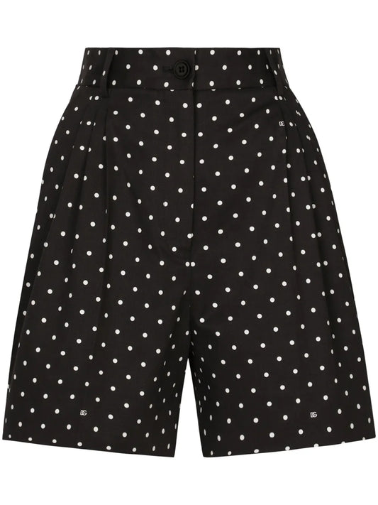 Polka Dot-Print Tailored Shorts