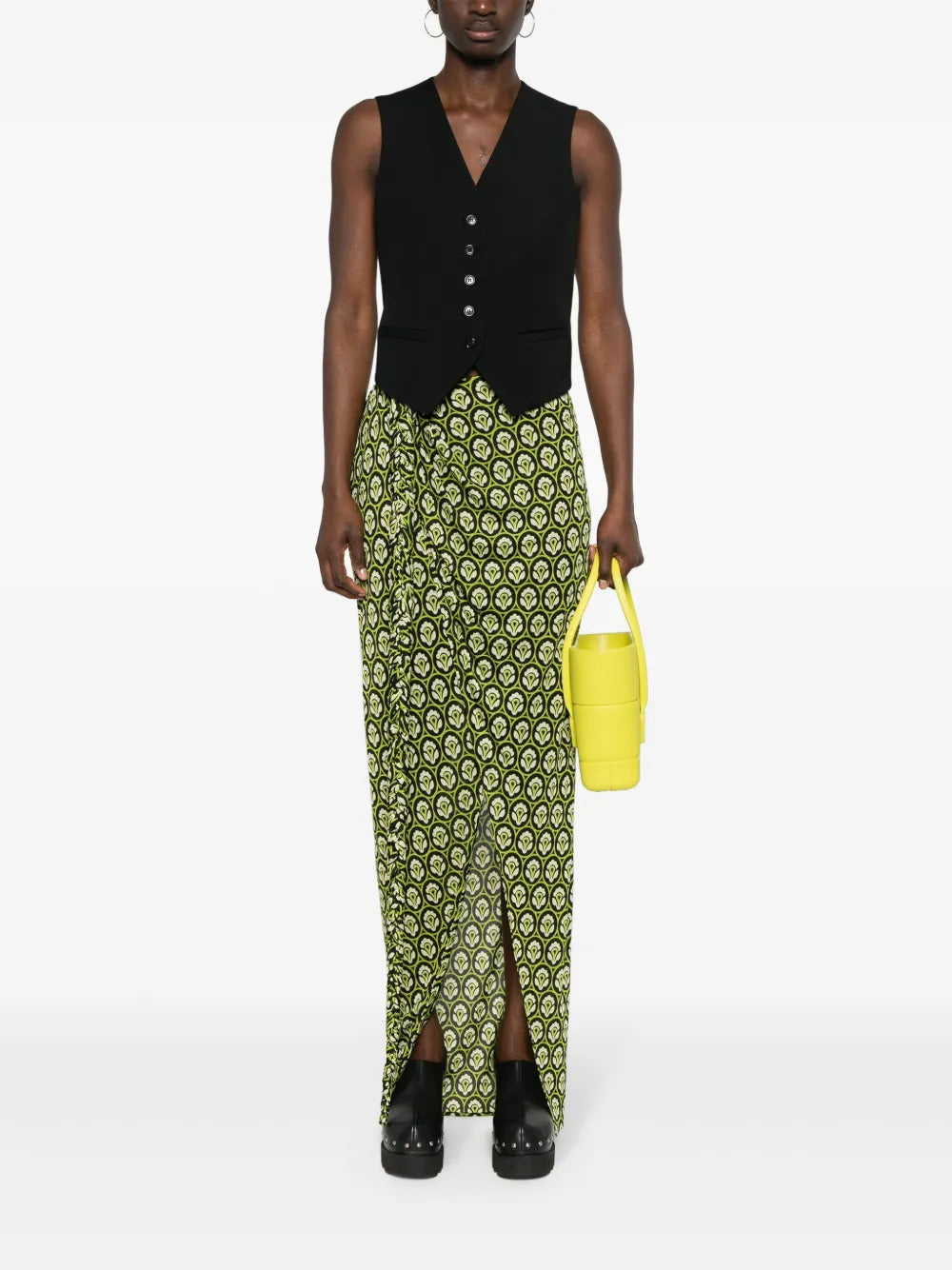 Aurea-Print Wrap Maxi Skirt