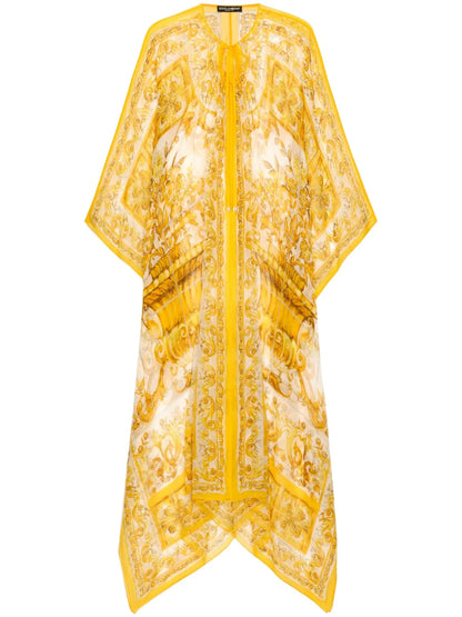 Majolica-Print Chiffon Kaftan