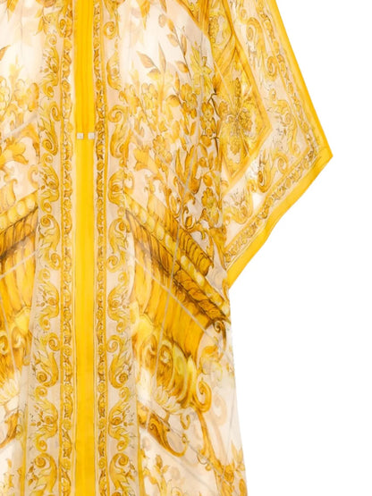 Majolica-Print Chiffon Kaftan