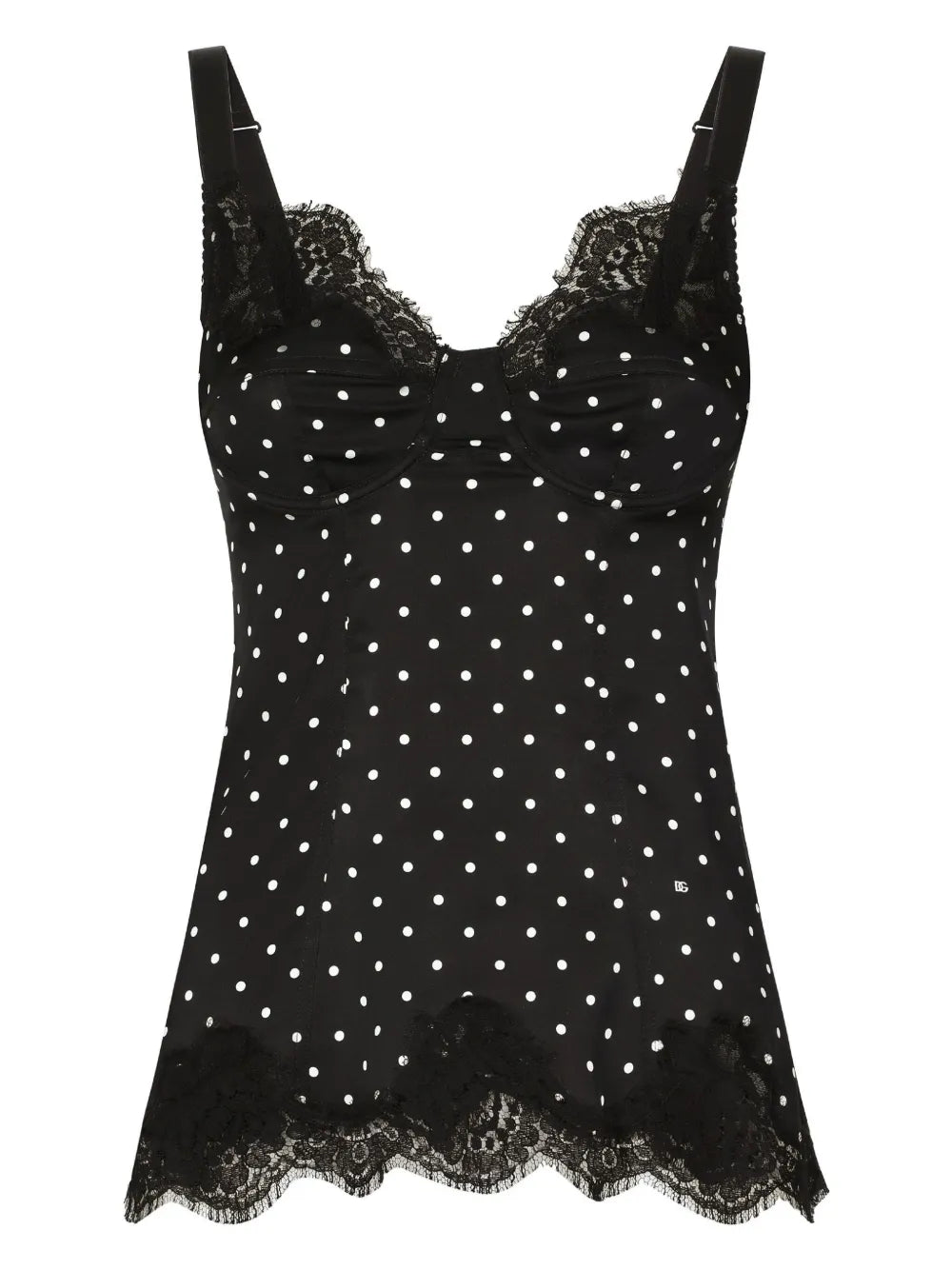 Polka Dot-Print Lace Top