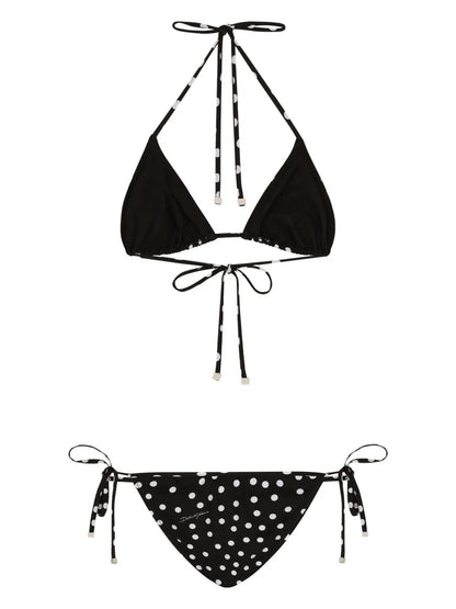Polka Dot-Print Triangle-Cup Bikini Set