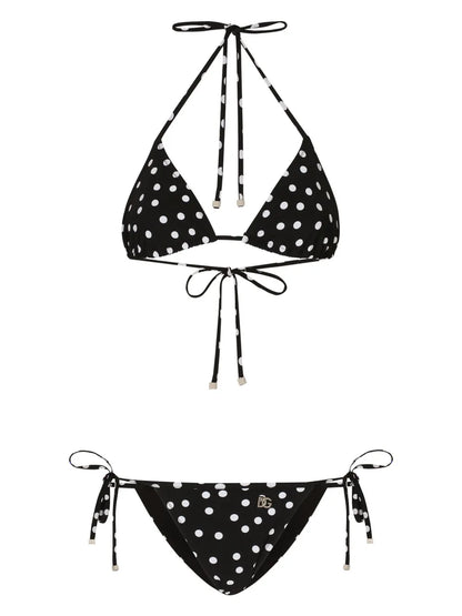 Polka Dot-Print Triangle-Cup Bikini Set