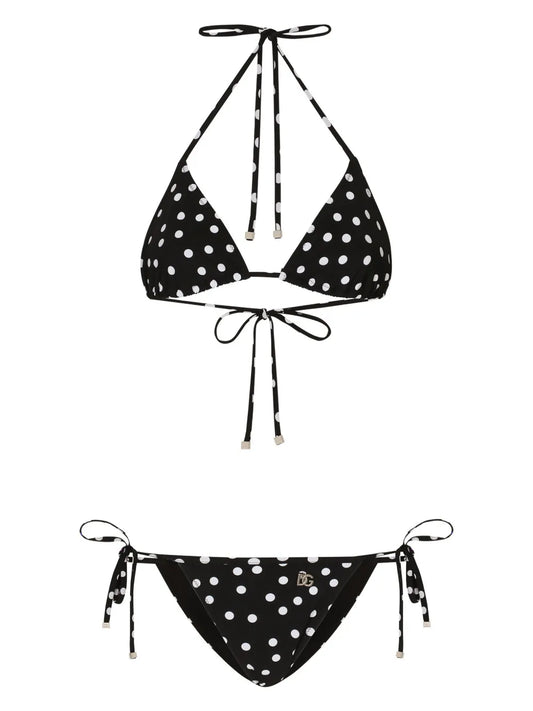 Polka Dot-Print Triangle-Cup Bikini Set