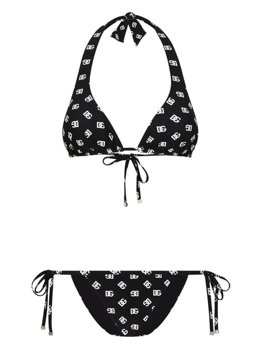 Dg-Logo Print Triangle-Cup Bikini Set